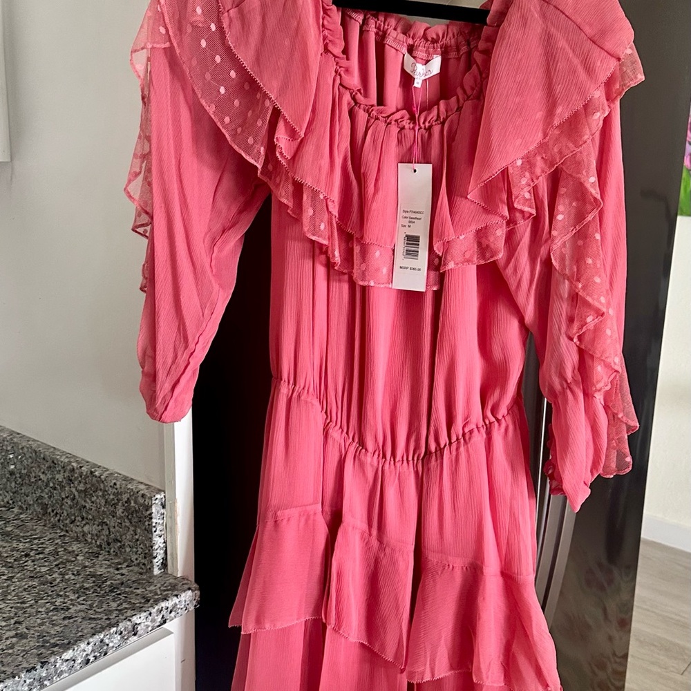 Pink Off the Shoulder Ruffled Sundress for Cocktail Events